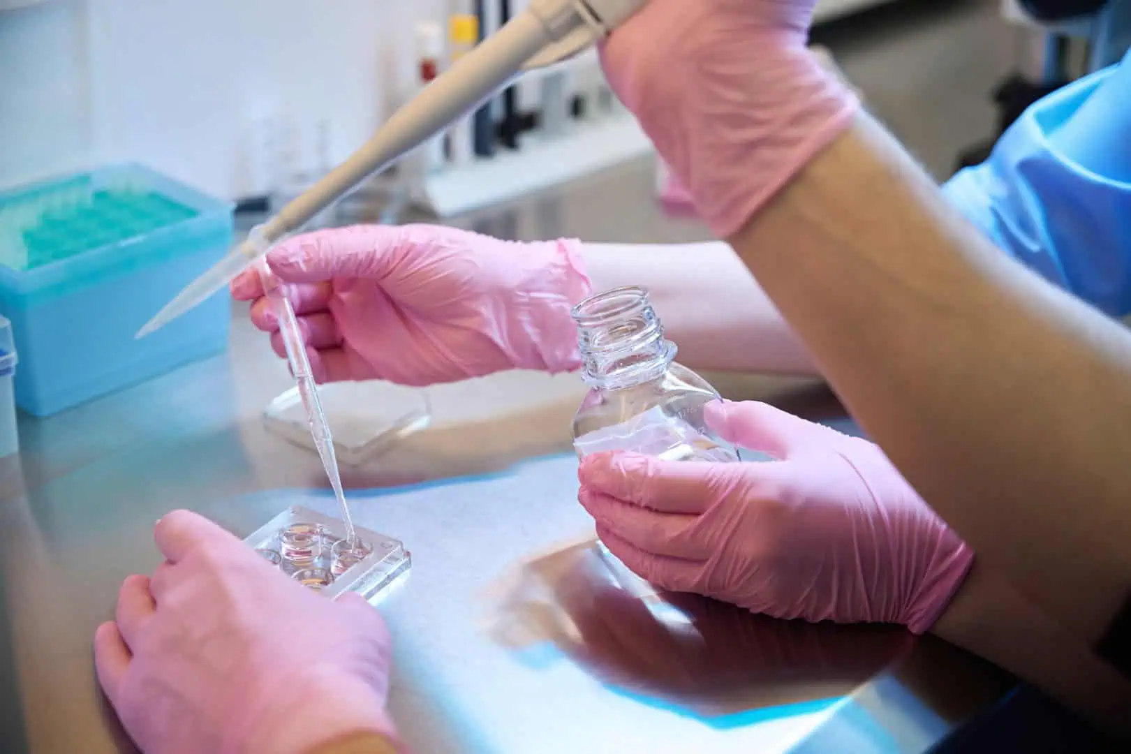 Technician taking a surface sample in a home